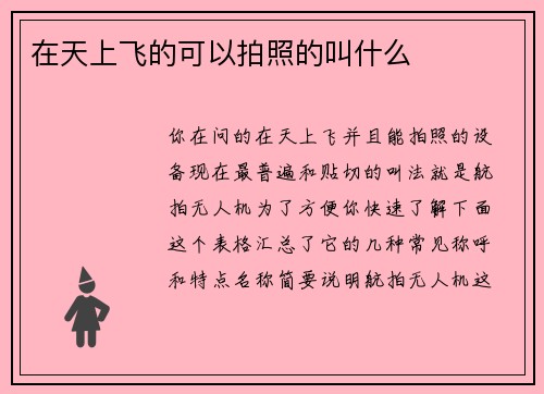 在天上飞的可以拍照的叫什么